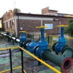Industrial pipework fitted with large isolation valves