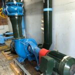 Industrial pump, motor and pipework installation