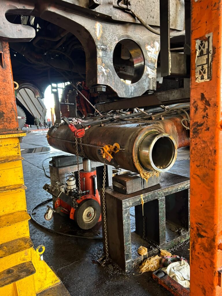 Trackless Mobile Machinery component prepared for mechanical repair